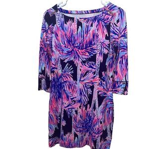 Lilly Pulitzer Sophie UPF 50+ Dress Bright Navy Palms Up -‎ Size XS